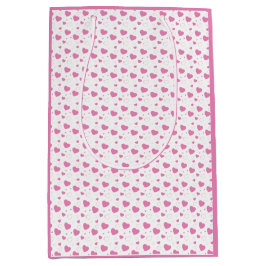 Bolsa De Regalo Mediana Corazones rosados patrón romántico