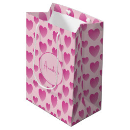 Bolsa De Regalo Mediana Corazones rosados personalizados