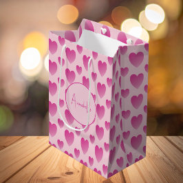 Bolsa De Regalo Mediana Corazones rosas personalizados 