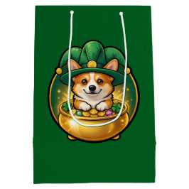 Bolsa De Regalo Mediana Corgi Leprechaun Pot of Gold St. Patrick’s Day T