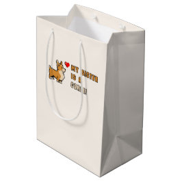 Bolsa De Regalo Mediana Corgi 'Mi hermana es un Corgi!' Suave Marfil Cálid