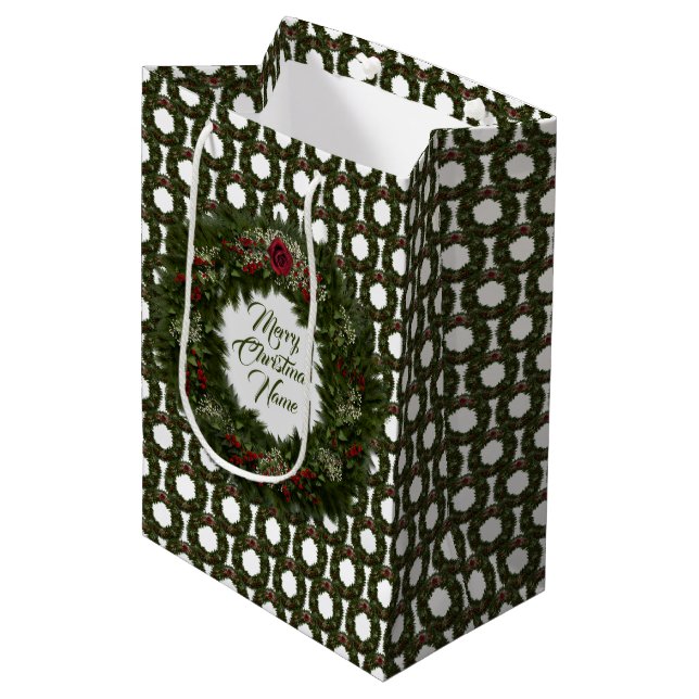Bolsa De Regalo Mediana Corona de Navidad (Angulo Anverso)