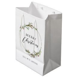 Bolsa De Regalo Mediana Corona minimalista de Feliz Navidad