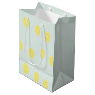 Bolsa De Regalo Mediana Cortes de limón amarillo en azul