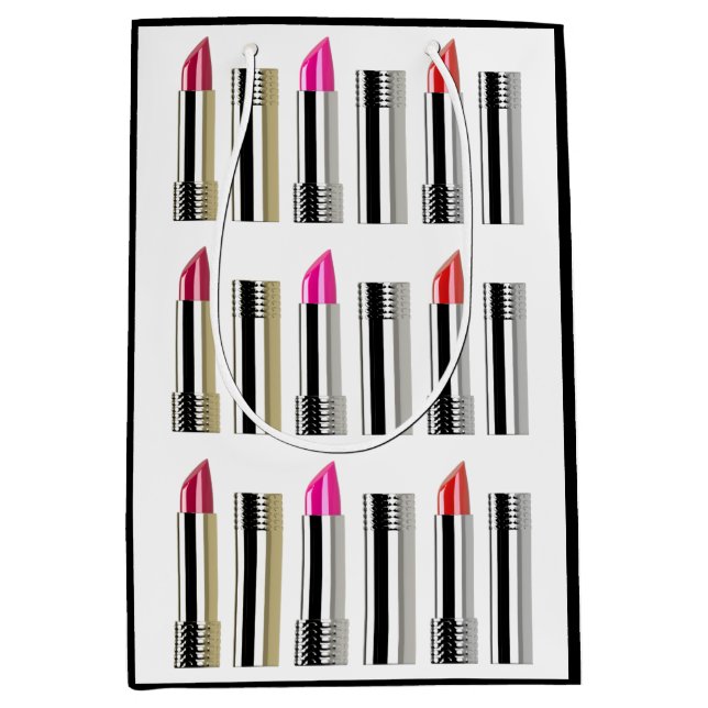 Bolsa De Regalo Mediana Cosmetología blanca rosada cromada de lápiz labial (Anverso)