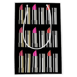 Bolsa De Regalo Mediana Cosmetología negra cromada de lápiz labial