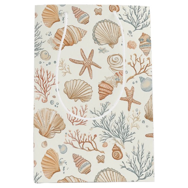 Bolsa De Regalo Mediana Costa Rústica - Aguas marinas, pez estrella, arrec (Anverso)