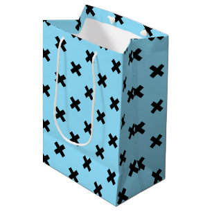 Bolsa De Regalo Mediana Costillas de cruz negra en azul bebé
