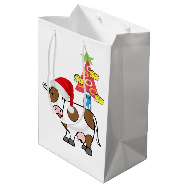 Bolsa De Regalo Mediana Cow Merry Christmas Gige Bags Country (Angulo reverso)