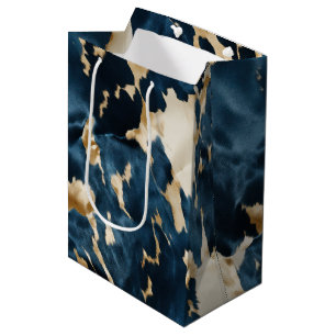 Bolsa De Regalo Mediana Cowboy Cowgirl Piel de vaca de Western Blue Cream