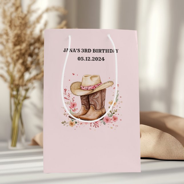 Bolsa De Regalo Mediana Cowgirl Wildflowers Bash Birday Pink | Occidente (Subido por el creador)