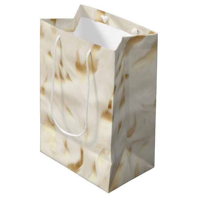 Bolsa De Regalo Mediana Cowhide de oro blanco crema occidental (Angulo Anverso)