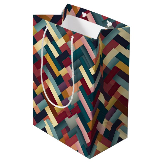 Bolsa De Regalo Mediana Cozy Autumn Tones Weave Pattern (Angulo reverso)