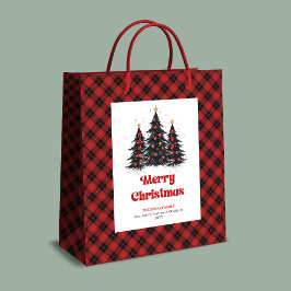 Bolsa De Regalo Mediana Cozy buffalo plaid Christmas bag with custom name