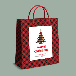 Bolsa De Regalo Mediana Cozy buffalo plaid Christmas gift bag name design