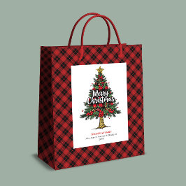 Bolsa De Regalo Mediana Cozy red black plaid gift bag Christmas custom