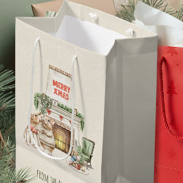 Bolsa De Regalo Mediana Cozy Watercolor Mice Vintage Christmas