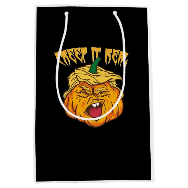Bolsa De Regalo Mediana Crazy Halloween Calabaza Ropa de Trumpkin (Anverso)
