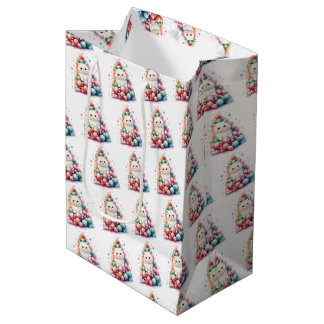 Bolsa De Regalo Mediana Crea Tu Propio Árbol de Navidad Colorido y Gato Bl