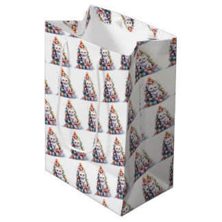 Bolsa De Regalo Mediana Crea tu propio árbol de Navidad colorido y gato li