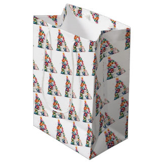 Bolsa De Regalo Mediana Crea Tu Propio Árbol de Navidad y Gatos Coloridos