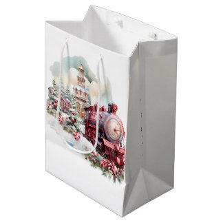 Bolsa De Regalo Mediana Crea tu propio tren de Navidad rojo