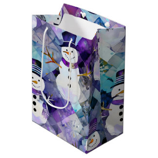 Bolsa De Regalo Mediana Crea tus propios hombres de nieve morados de patch