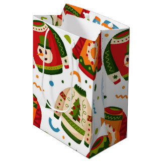 Bolsa De Regalo Mediana Crea tus propios jerséis de Navidad coloridos Patr