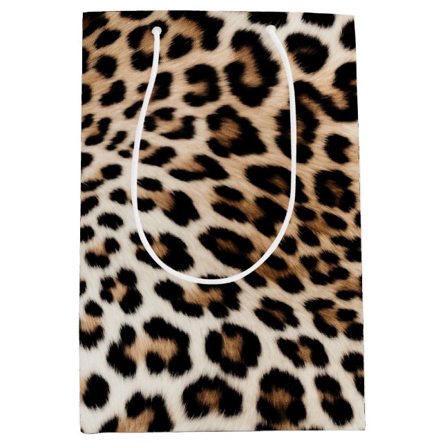 Bolsa De Regalo Mediana Cream Black Leopard Print (Anverso)