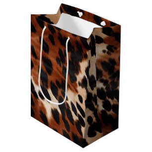 Bolsa De Regalo Mediana Cream Brown Black Piel de vaca