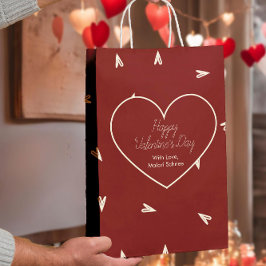 Bolsa De Regalo Mediana Cream Hearts on Burgundy - Minimal Valentine 