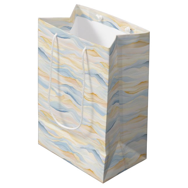 Bolsa De Regalo Mediana Cream Peach Blue Waves Baby Shower (Angulo Anverso)