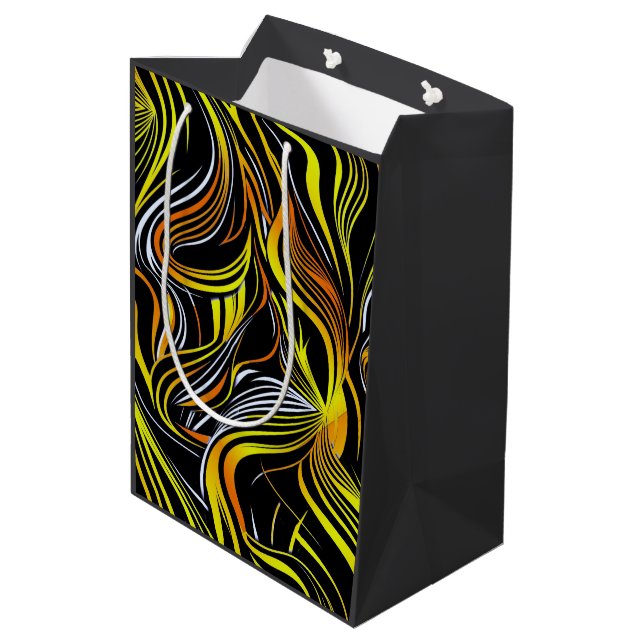Bolsa De Regalo Mediana Creative Black, Yellow & O Seamless Abstrates (Angulo reverso)