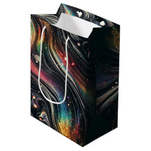 Bolsa De Regalo Mediana Creativo galáctico Holográfico Purpurina Arcoiris 
