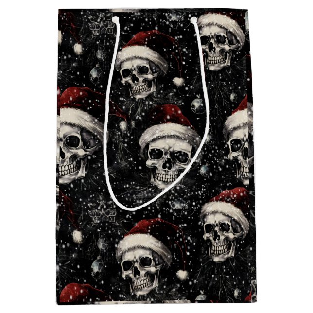 Bolsa De Regalo Mediana Creepmas Spooky Gothic Skulls (Anverso)