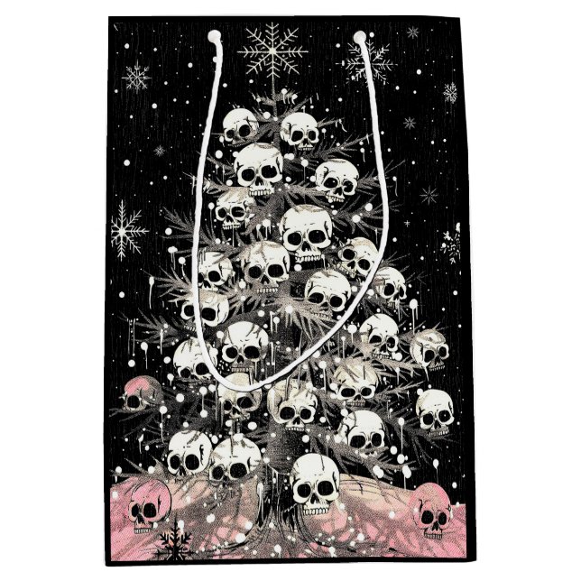 Bolsa De Regalo Mediana Creepmas Spooky Skulls Gothic (Anverso)