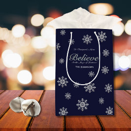 Bolsa De Regalo Mediana Creer en la magia de los Navidades Purpurina Plata