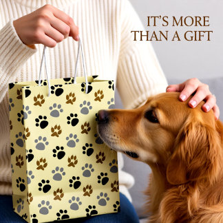 Bolsa De Regalo Mediana Crema elegante de garras mascota de perro