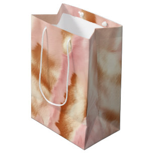 Bolsa De Regalo Mediana Crema rosa Tan Piel de vaca de lechera suroeste