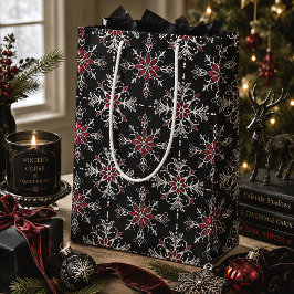 Bolsa De Regalo Mediana Crespúsculo de copos de nieve góticos de Navidad