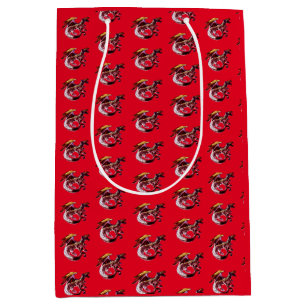 Bolsa De Regalo Mediana Criatura Mágica Rojo Profundo Dragón Rubí Fantasía