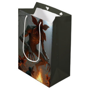 Bolsa De Regalo Mediana Criaturas Demogorgon de Cumpleaños Junto a una Fog