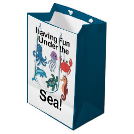 Bolsa De Regalo Mediana Criaturas Marinas Divirtiéndose Bajo El Mar Cumple