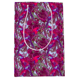 Bolsa De Regalo Mediana Crimson Rosella y Wildflowers