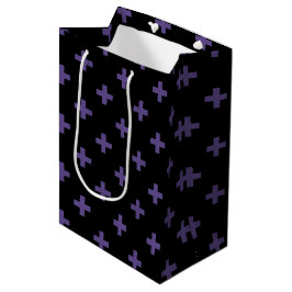 Bolsa De Regalo Mediana Cruces de polka ultravioleta sobre negro