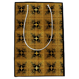 Bolsa De Regalo Mediana Cruces fractales doradas