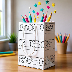 Bolsa De Regalo Mediana Cuaderno Rayado de Regreso a Clases Estilo para Ma