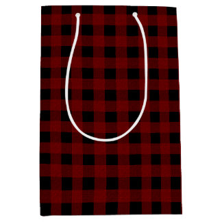 Bolsa De Regalo Mediana Cuadro de Búfalo Rojo
