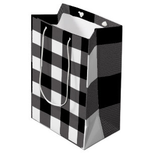 Bolsa De Regalo Mediana Cuadros de cuadros negros y blancos de Búfalo