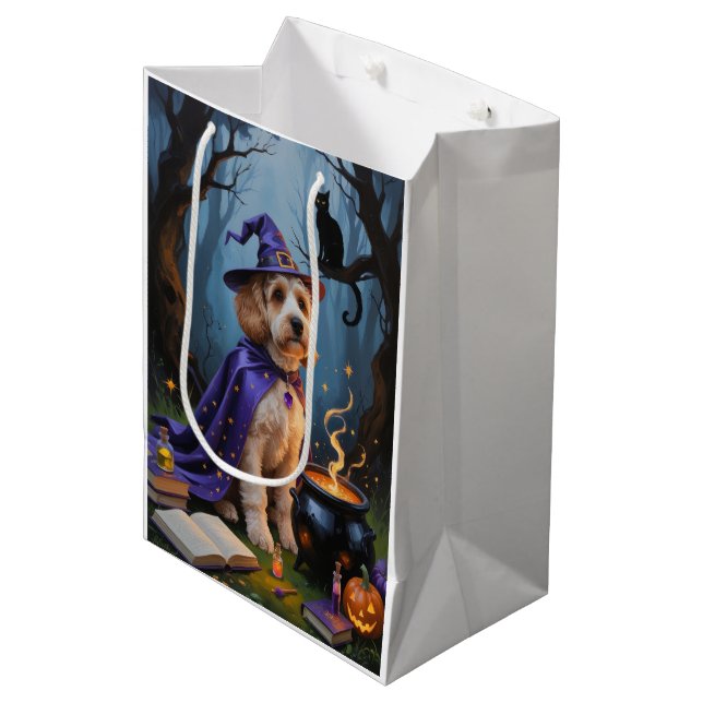 Bolsa De Regalo Mediana Cuadros de Halloween de la época de Cockapoo Dog (Angulo Anverso)